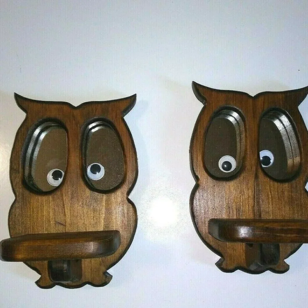 2 VTG rustic Wood Shelves Owl shelf /sconces 8.5